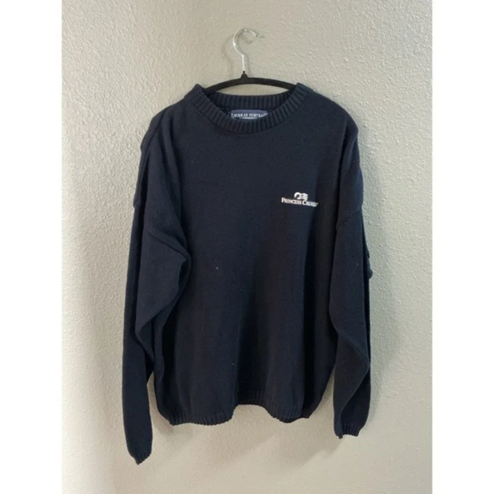 American Portrait Princess Cruises Navy Blue Cotton Knit Sweater Mens XL USA - Picture 1 of 4